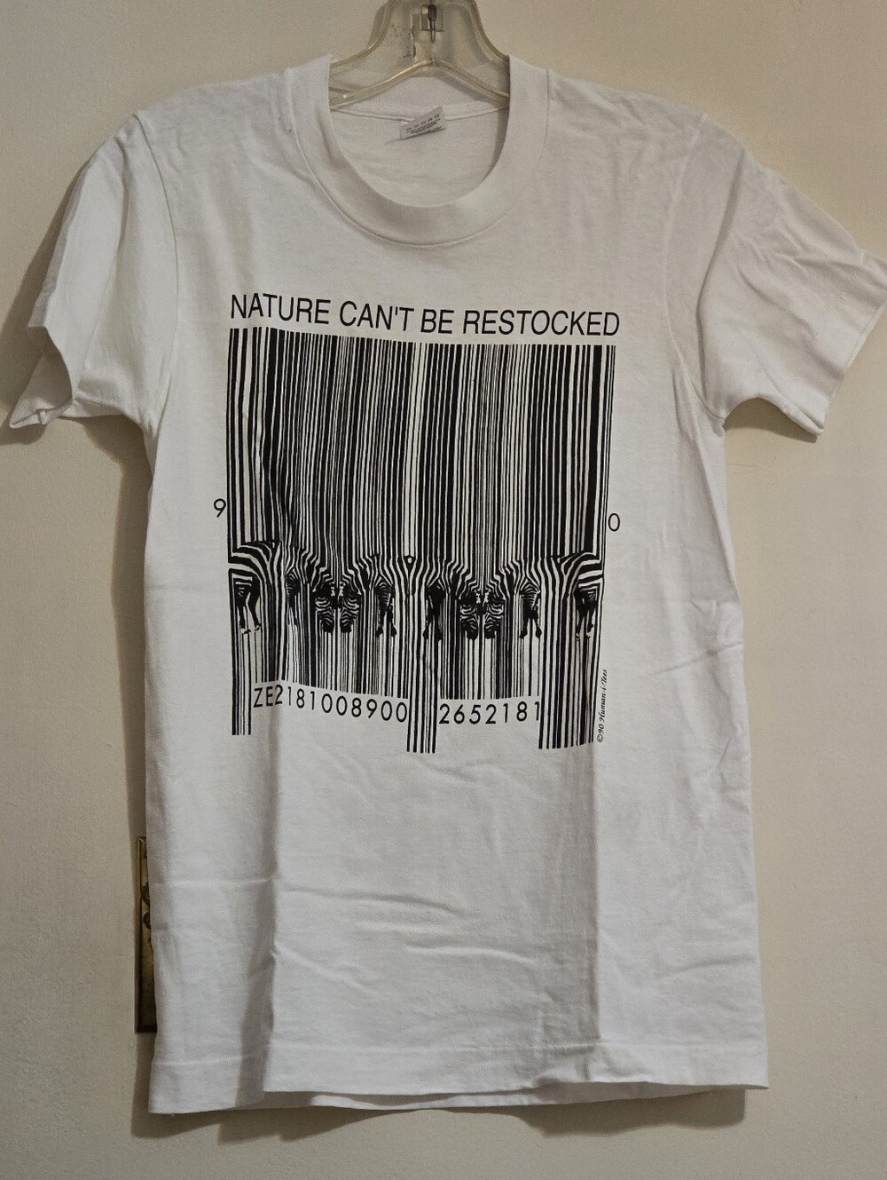 90s Retro Zebra Animal Awareness T Shirt Small